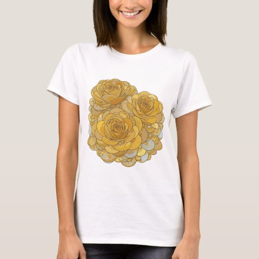 Schöne silberne GOLDENE ROSEN Modedesign T-Shirt (Vorderseite)