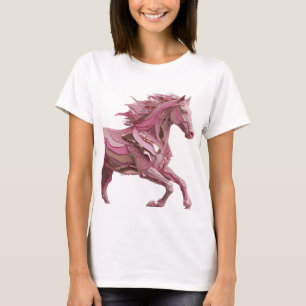 Schöne silberne PINK HORSE Gestaltung T-Shirt
