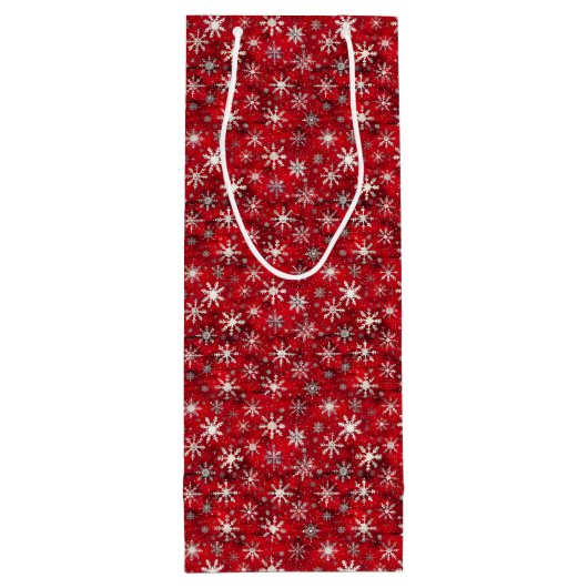 Schöne Silberschneeflocken Geschenktüte Für Weinflaschen (Rückseite)