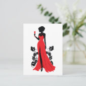 Schöne Silhouette der jungen Frau mit Weinglas Postkarte (Stehend Vorderseite)