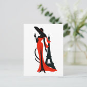 Schöne Silhouette der jungen Frau mit Weinglas Postkarte (Stehend Vorderseite)