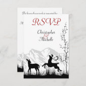 Schöne Silhouette Hirsche Hochzeit RSVP (Vorne/Hinten)