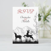 Schöne Silhouette Hirsche Hochzeit RSVP Karte (Stehend Vorderseite)
