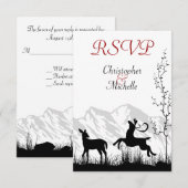 Schöne Silhouette Hirsche Hochzeit RSVP Karte (Vorne/Hinten)