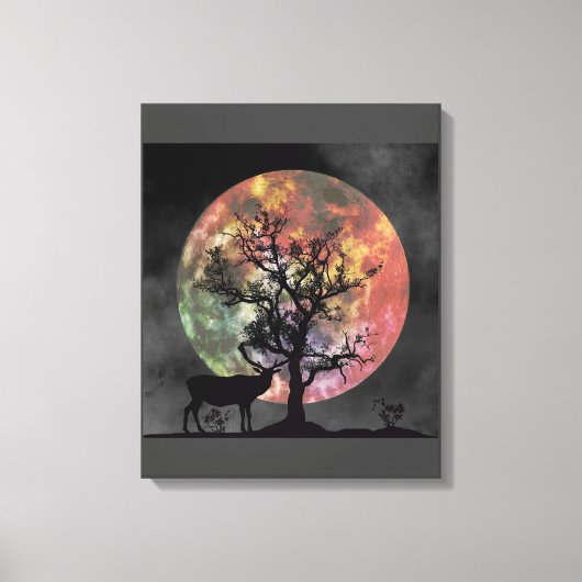 Schöne Silhouette Vollmond Leinwand (Vorderseite)