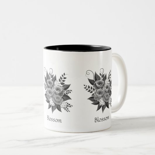 Schöne Silver Blume Bouquet Zweifarbige Tasse (VorderseiteRechts)