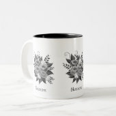 Schöne Silver Blume Bouquet Zweifarbige Tasse (Vorderseite Links)