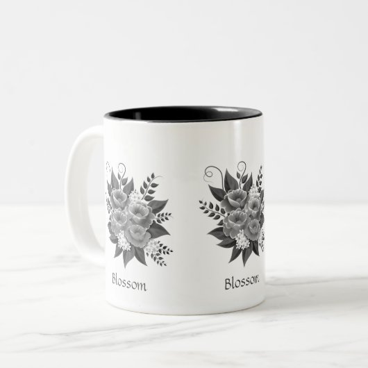 Schöne Silver Blume Bouquet Zweifarbige Tasse (Vorderseite Links)