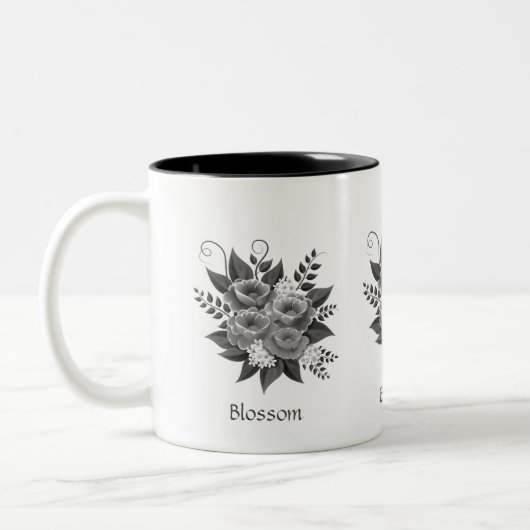 Schöne Silver Blume Bouquet Zweifarbige Tasse (Links)