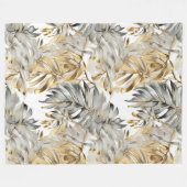 Schöne Silver Gold Palm Blätter Fleecedecke (Vorderseite (Horizontal))