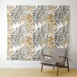 Schöne Silver Gold Palm Blätter Wandteppich