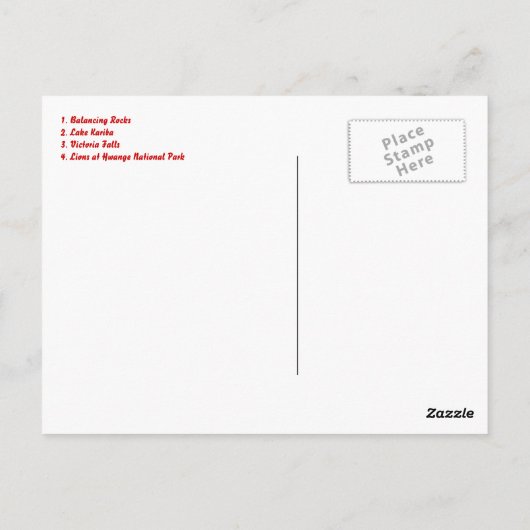 Schöne Simbabwes Postkarte (Rückseite)