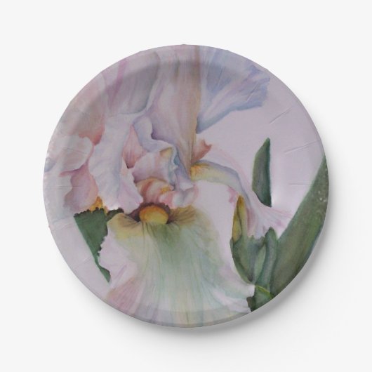 SCHÖNE SINGLE WEISSE IRIS PAPIERPLATTE PAPPTELLER (Vorderseite)