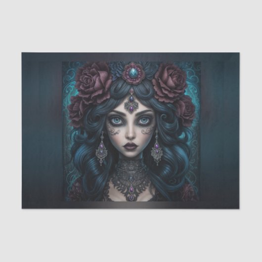 Schöne Sinti und Roma Fortune Teller Woman Decoupa Seidenpapier (Vorderseite)