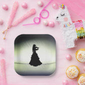 Schöne Sinti und Roma Girl Plays Violine Green Pappteller (Party)