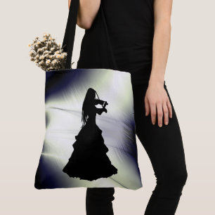 Schöne Sinti und Roma Girl Plays Violine Green Tasche