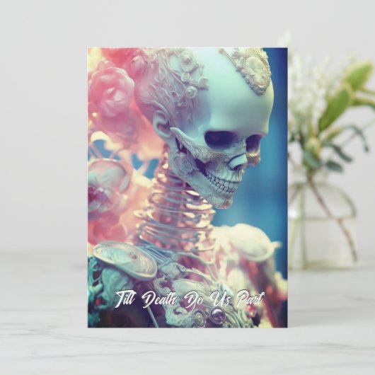 Schöne Skeleton Bride Wedding Einladung (Stehend Vorderseite)