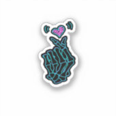 Schöne Skeletthandschuhe mit einem Herzsignal für  Aufkleber (Vorderseite)