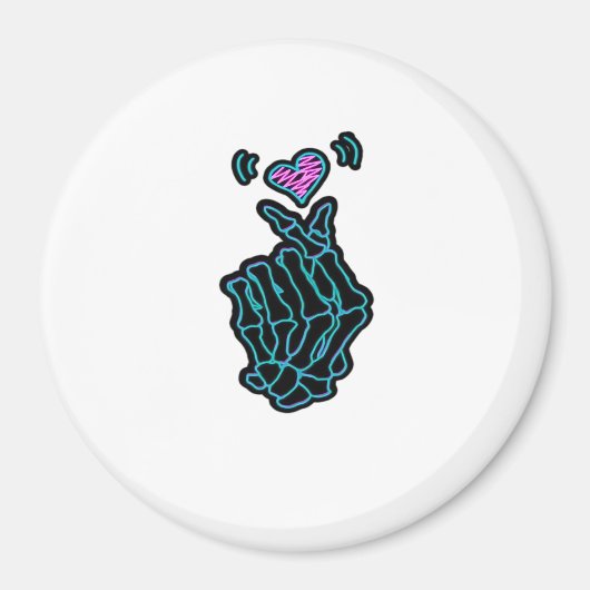 Schöne Skeletthandschuhe mit einem Herzsignal für Magnet (Vorne)