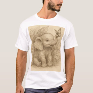 Schöne Sketch Baby Elephant T-Shirt