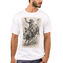 Schöne Skizze Cowboy reiten auf einem Stier