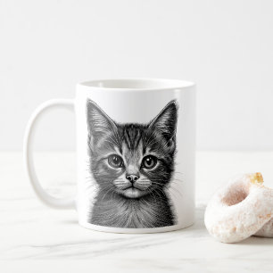 Schöne Skizze der jungen Katze Kaffeetasse