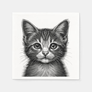 Schöne Skizze der jungen Katze Serviette