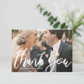 schöne Skript Foto Overlay Hochzeit danke Karte (Stehend Vorderseite)