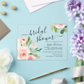 Schöne Skript-Rosé-Blumen-Hochzeitsdusche Acryleinladungen (In Situ (Hochzeit))