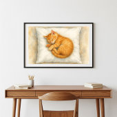Schöne Sleeping Ginger Kitten Wasserfarbe Poster