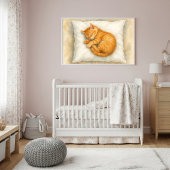 Schöne Sleeping Ginger Kitten Wasserfarbe Poster