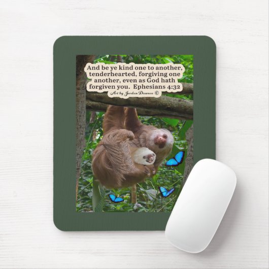 Schöne Sloth-Schrift: Ephesians 4:32 Mousepad (Mit Mouse)