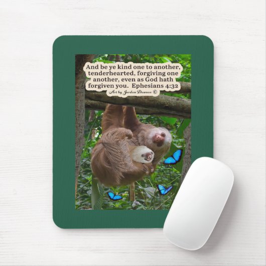 Schöne Sloth-Schrift: Ephesians 4:32 Mousepad (Mit Mouse)