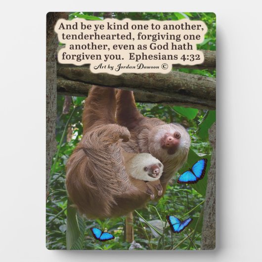Schöne Sloth Scripture Plaque Ephesians 4:32 Fotoplatte (Vorderseite)