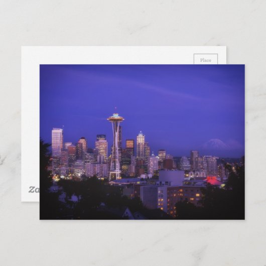 Schöne smaragdgrüne Seattle Space Needle Postkarte (Vorne/Hinten)