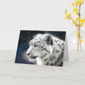 Schöne Snow Leopard-Grußkarte Karte (Gelbe Blume)