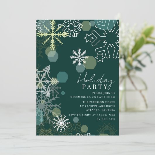 Schöne Snowflakes Feierabend Einladung (Stehend Vorderseite)