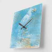 Schöne Snowy Egret Kunst Quadratische Wanduhr (Winkel)