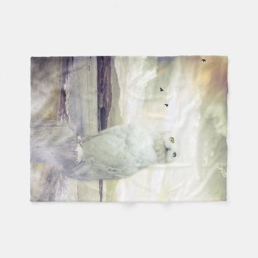 Schöne Snowy-Eulen-Fleece-Decke Fleecedecke (Vorderseite (Horizontal))
