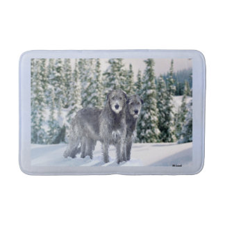 Schöne Snowy Irish Wolfhound Scene Badematte