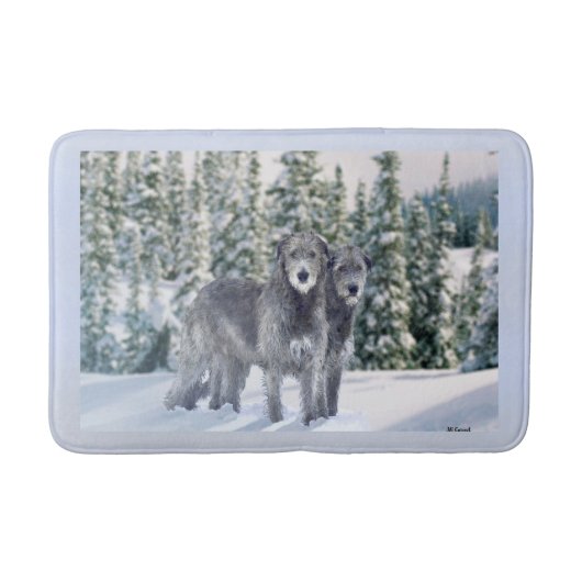 Schöne Snowy Irish Wolfhound Scene Badematte (Vorderseite)
