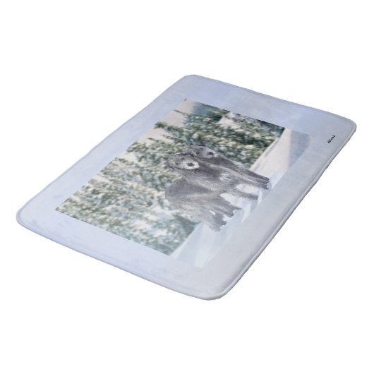 Schöne Snowy Irish Wolfhound Scene Badematte (Schrägansicht)