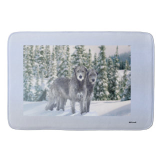 Schöne Snowy Irish Wolfhound Scene Badematte
