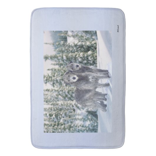 Schöne Snowy Irish Wolfhound Scene Badematte (Vorderseite Vertikal)