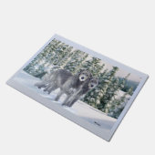 Schöne Snowy Irish Wolfhound Scene Fußmatte (Schrägansicht)
