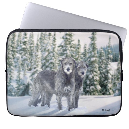 Schöne Snowy Irish Wolfhound-Szene Laptopschutzhülle (Vorderseite)