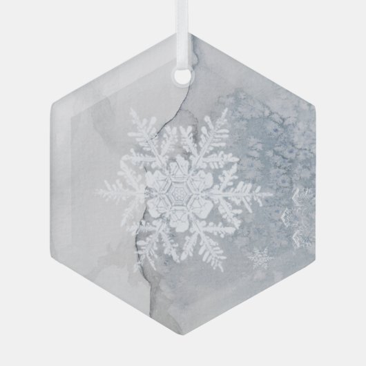 Schöne Snowy Snowflake Weihnachten Ornament Aus Glas (Vorderseite)