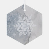 Schöne Snowy Snowflake Weihnachten Ornament Aus Glas (Rückseite)