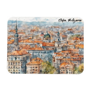 Schöne Sofia Bulgarien Aquarellmalerei Stadt Magnet