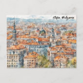 Schöne Sofia Bulgarien Aquarellmalerei Stadt Postkarte (Vorderseite)